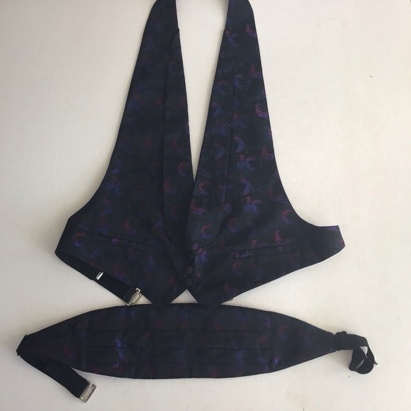 Formal tuxedo brocade evening vest and cummerbund set. Large 46-52 - Picture 6 of 10